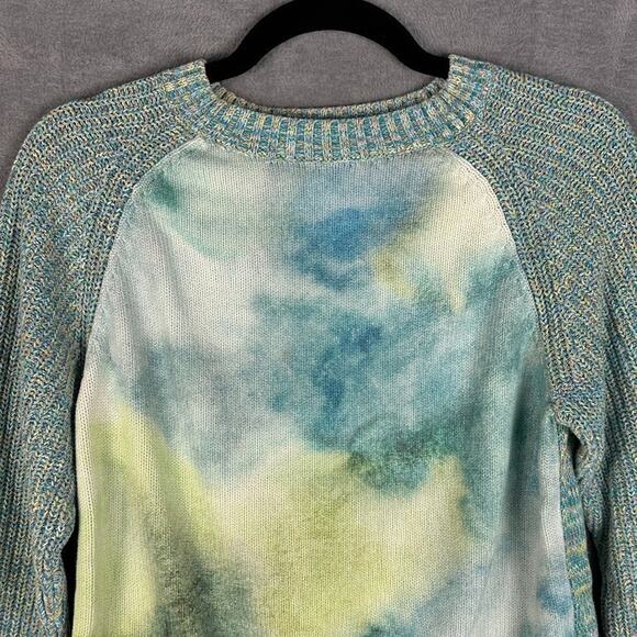 Anthropologie Sweater Womens Extra Small Green Tie Dye Hippie Boho Stretch Comfy - Picture 2 of 11